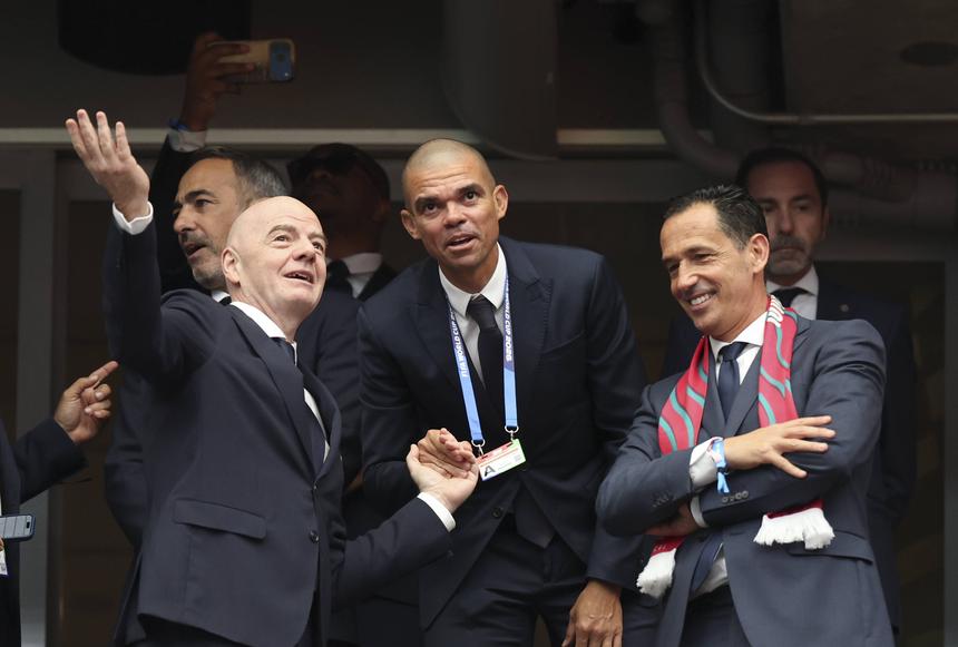 Infantino, Pepe e Pedro Proença no Mundial 2026. Foto IMAGO