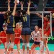 Momento do jogo em que Portugal bateu a Espanha no Europeu - foto: CEV