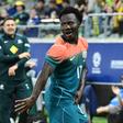 Nestory Irankunda marcou o golo da Austrália no 1-1 com o Brasil e fez a sua célebre dança ao estilo Machael Jackson - Foto: IMAGO