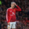 Alejandro Garnacho durante um jogo do Man. United com o Leicester