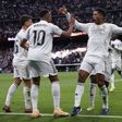 Mbappé e Bellingham a celebrarem os golos do Real Madrid