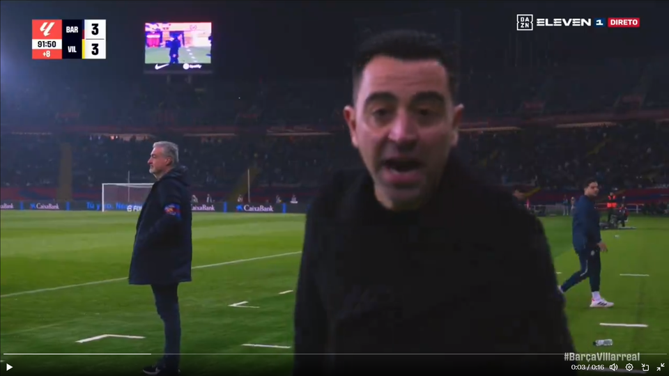 Reação de Xavi após penálti anulado ao Barcelona: «Uma vergonha»