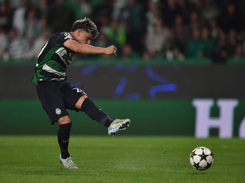 FUTEBOL - Maxi Araujo no Sporting - Manchester City, jogo da LIGA DOS CAMPEOES 2024/2025. Estadio Jose Alvalade, em Lisboa. Terca, 5 de Novembro de 2024. (Miguel Nunes)