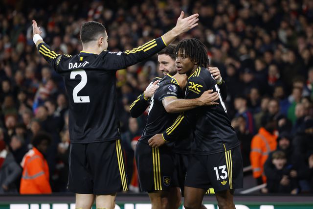 Festejos do Manchester United no Emirates