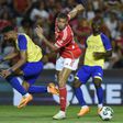 João Victor em ação num particular entre Benfica e Al Nassr, no Algarve — André Alves