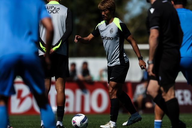 Morita em ação no jogo de treino com o 1.º Dezembro - Foto: SPORTING CP