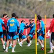 Marcos Llorente no treino da seleção espanhola