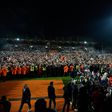 Festa dos adeptos do Lorient no Estádio Le Moustoir após subida de divisão