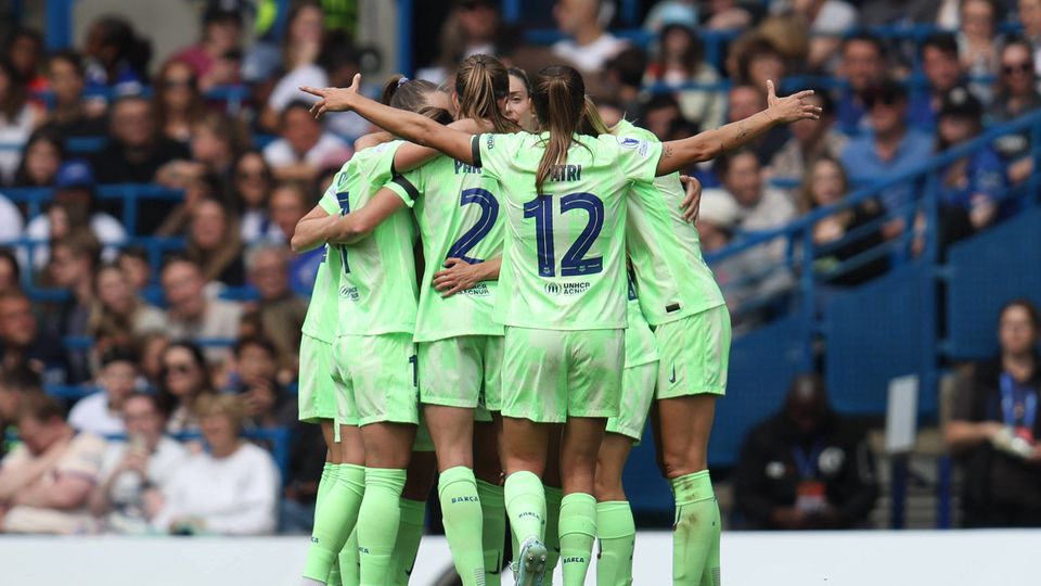 Festejos das jogadoras do Barcelona