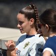 Diana Gomes apenas viu as companheiras de equipa a treinar. A central está condicionada