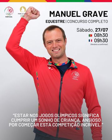 Paris 2024: Manuel Grave em 59.º lugar no concurso completo de equestre