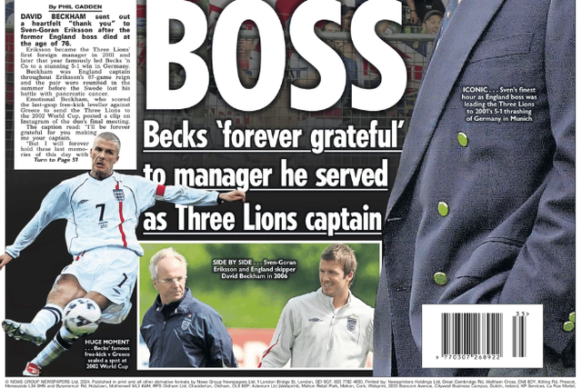 Eriksson: as capas dos jornais na Europa