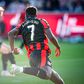 Franculino Dju festeja no jogo do Midtjylland com o KuPS, das eliminatórias da Liga Europa
