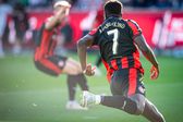 Franculino Dju festeja no jogo do Midtjylland com o KuPS, das eliminatórias da Liga Europa