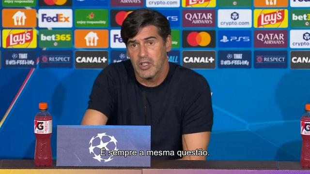 Paulo Fonseca: «É sempre a mesma pergunta, no final do jogo é fácil falar...»