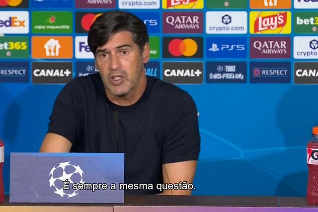 Paulo Fonseca: «É sempre a mesma pergunta, no final do jogo é fácil falar...»