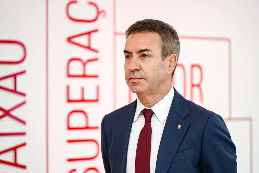 António Salvador satisfeito com o apuramento do SC Braga para a fase de liga da UEFA Conference League — Foto: SC Braga