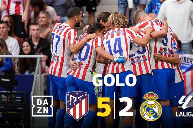 Griezmann confirmou goleada do Atlético no dérbi madrileno