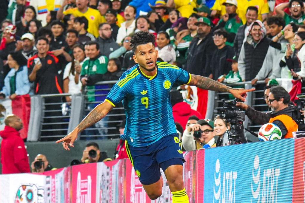 Luis Suárez marcou aos 9' no 1-1 com o México. A assistência foi de Richar Ríos - Foto: X/SELECIÓN COLÔMBIA