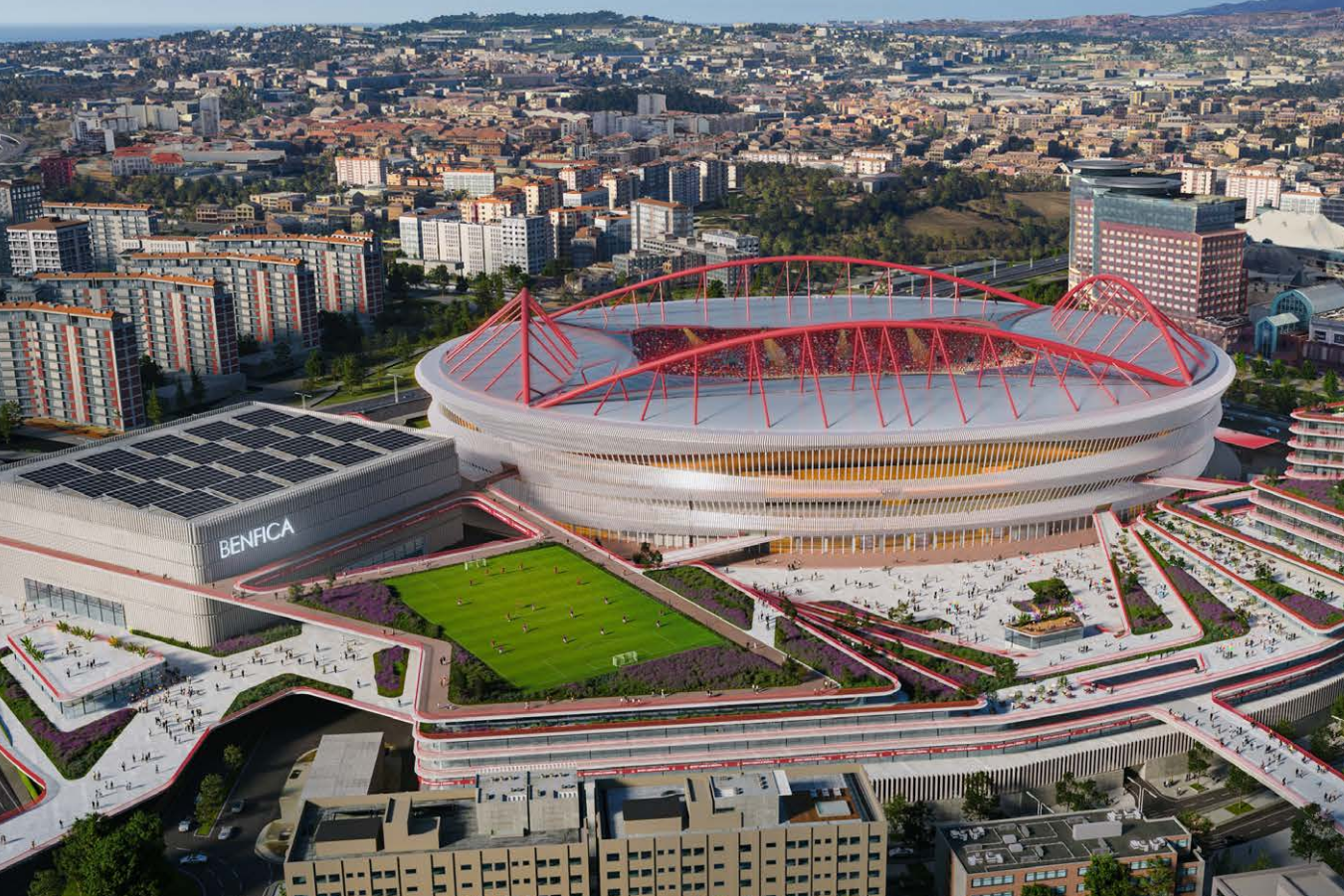 Imagem do plano do Benfica para renovação do Estádio da Luz e zona envolvente — Foto: SL Benfica