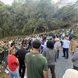 Delegação no Cerro Chapecoense, local da tragédia de 2016 na Colômbia - foto Alessandra Seidel/ACF/Instagram/Chapecoense