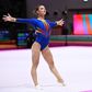 Denisa Golgota, ginasta romena, no exercício de solo nos Mundiais de Jacarta