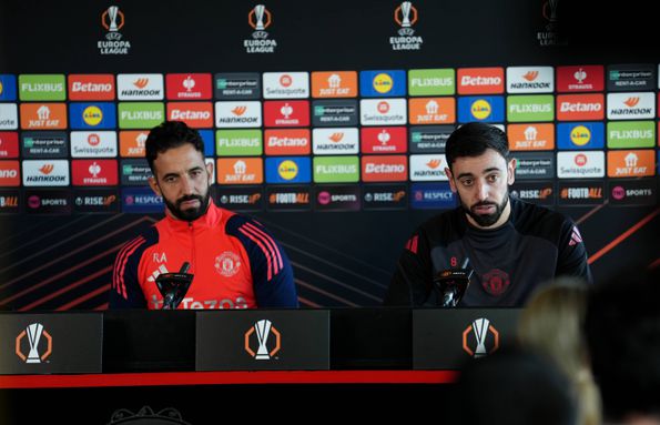 Ruben Amorim e Bruno Fernandes, treinador e capitão do Manchester United