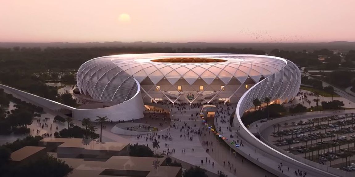 Projeto do Estádio Nacional de El Salvador, com investimento chinês. Faz parte de um complexo que terá ainda um hotel, um centro de convenções, um auditório, campos desportivos ao ar livre e uma clínica médica
