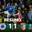 Dois vermelhos, dois golos e um ponto para cada: o resumo do Rangers-SC Braga
