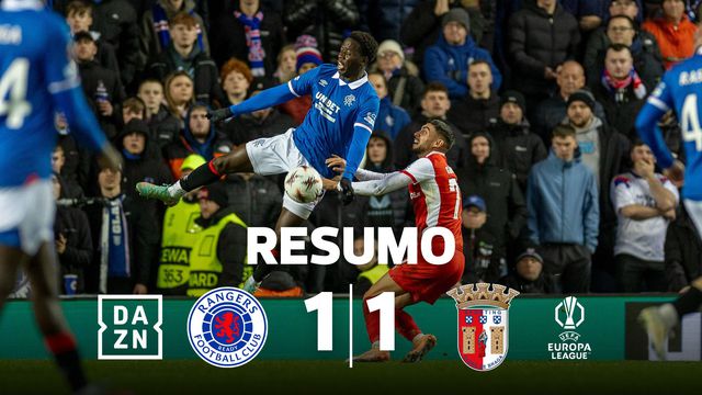 Dois vermelhos, dois golos e um ponto para cada: o resumo do Rangers-SC Braga