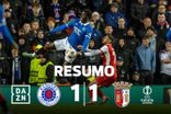 Dois vermelhos, dois golos e um ponto para cada: o resumo do Rangers-SC Braga