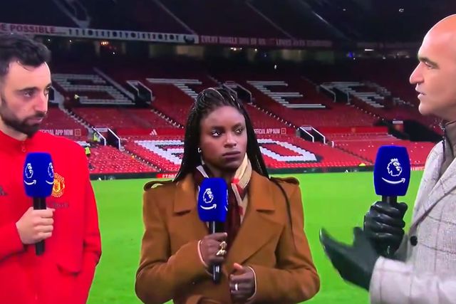 Martínez entrevista Bruno Fernandes no rescaldo da vitória do United