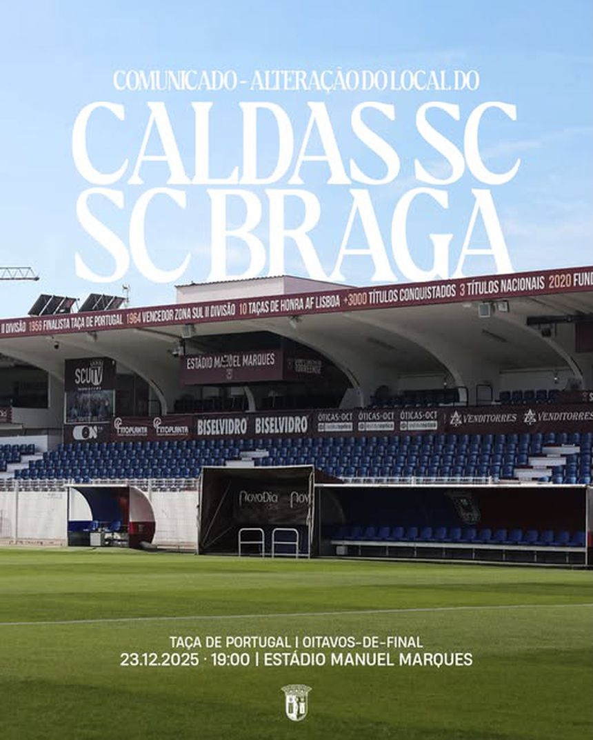 O Caldas-SC Braga dos oitavos de final da Taça realizou-se em Torres Vedras - Foto: D. R.