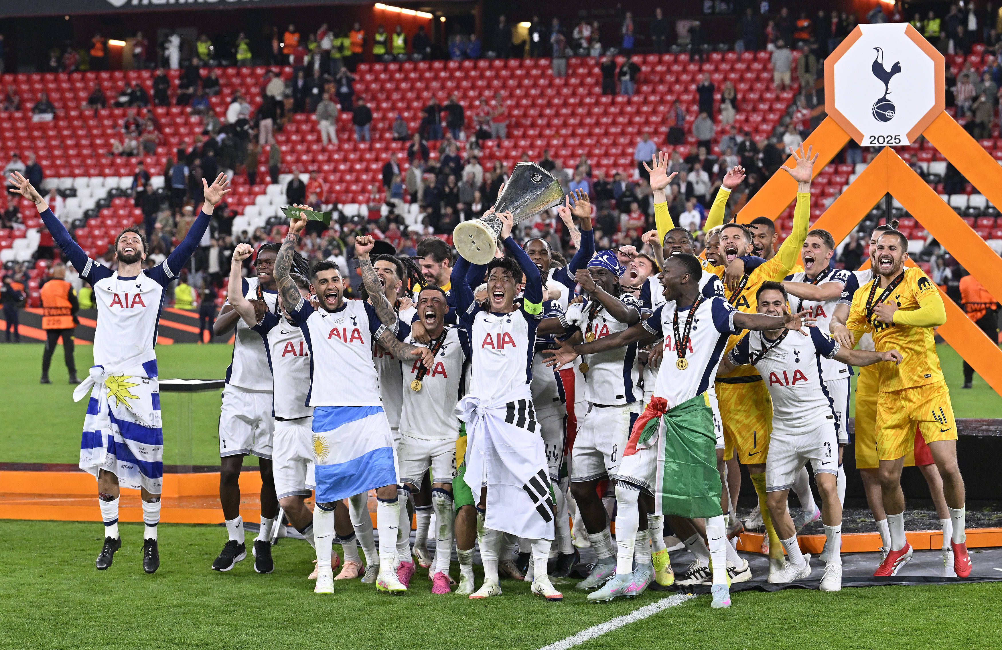 Tottenham conquistou a Liga Europa em maio de 2025, depois de derrotar (1-0) o Manchester United de Rúben Amorim na final - Foto: IMAGO