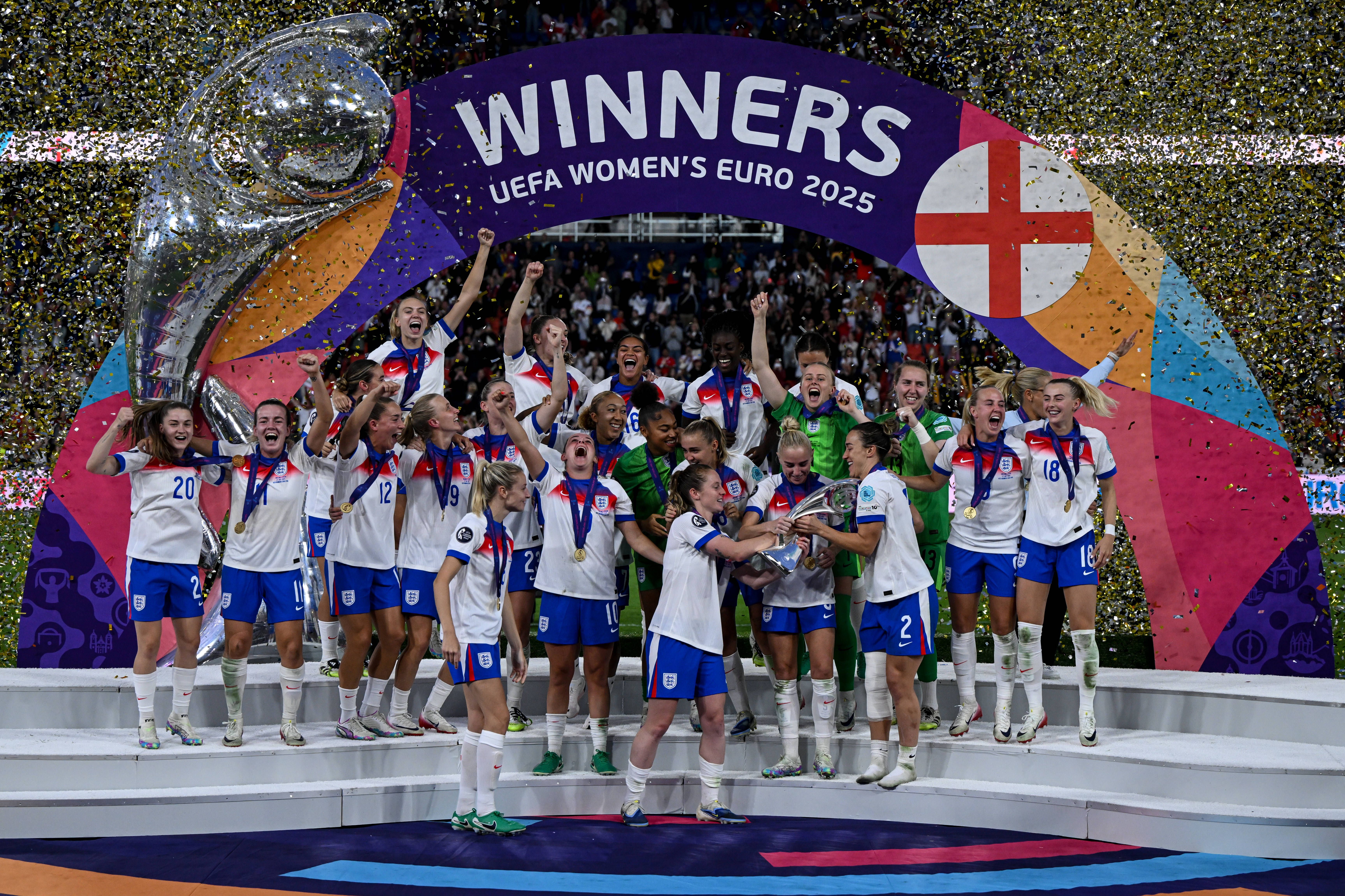 Inglaterra venceu o Europeu Feminino, em julho de 2025. Após 1-1, bateu Espanha nos penáltis (3-1) - Foto: IMAGO