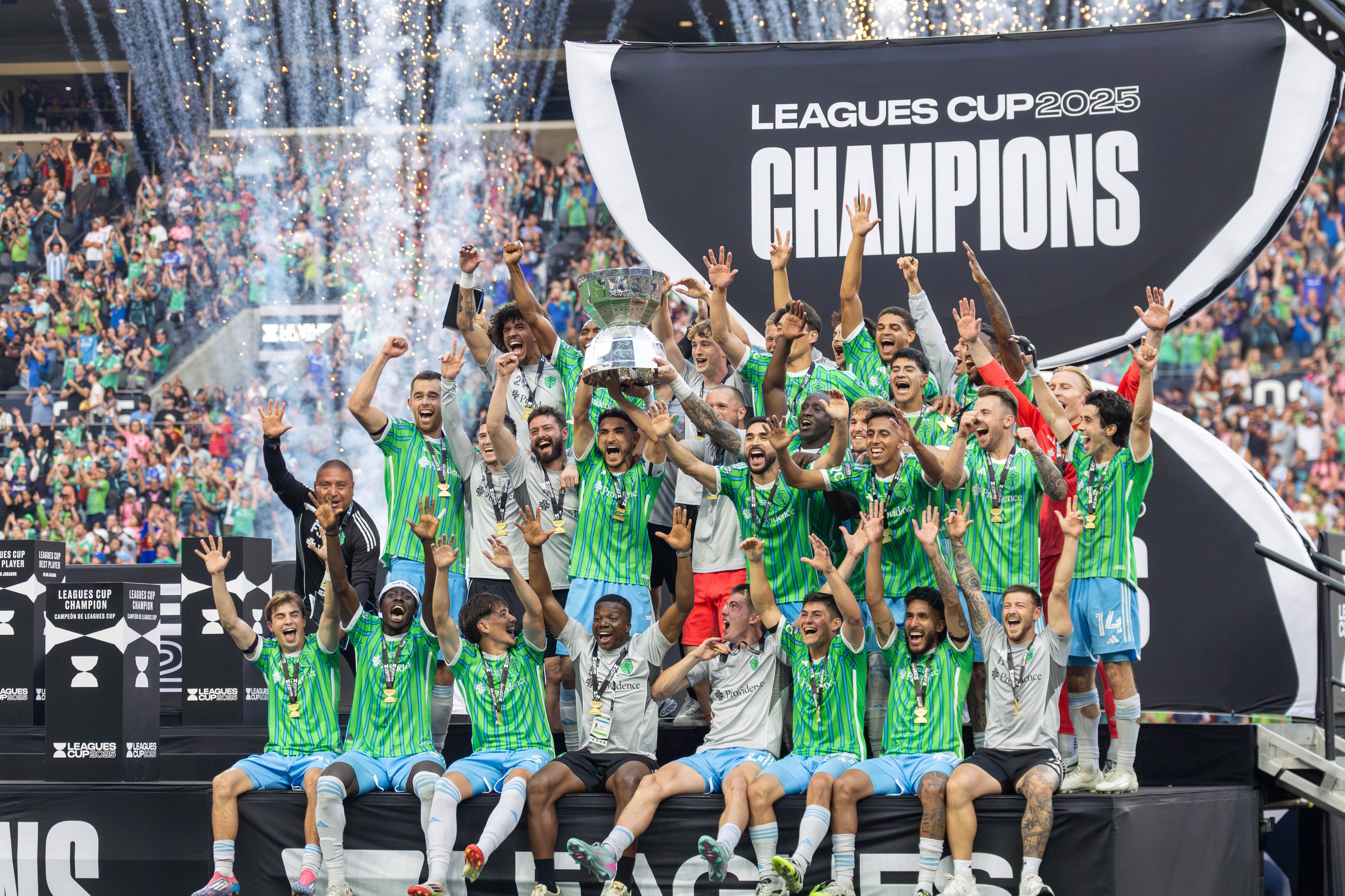 Seattle Sounds conquistou a Leagues Cup em agosto de 2025, depois de vencer na final o Inter Miami de Messi e companhia - Foto: IMAGO