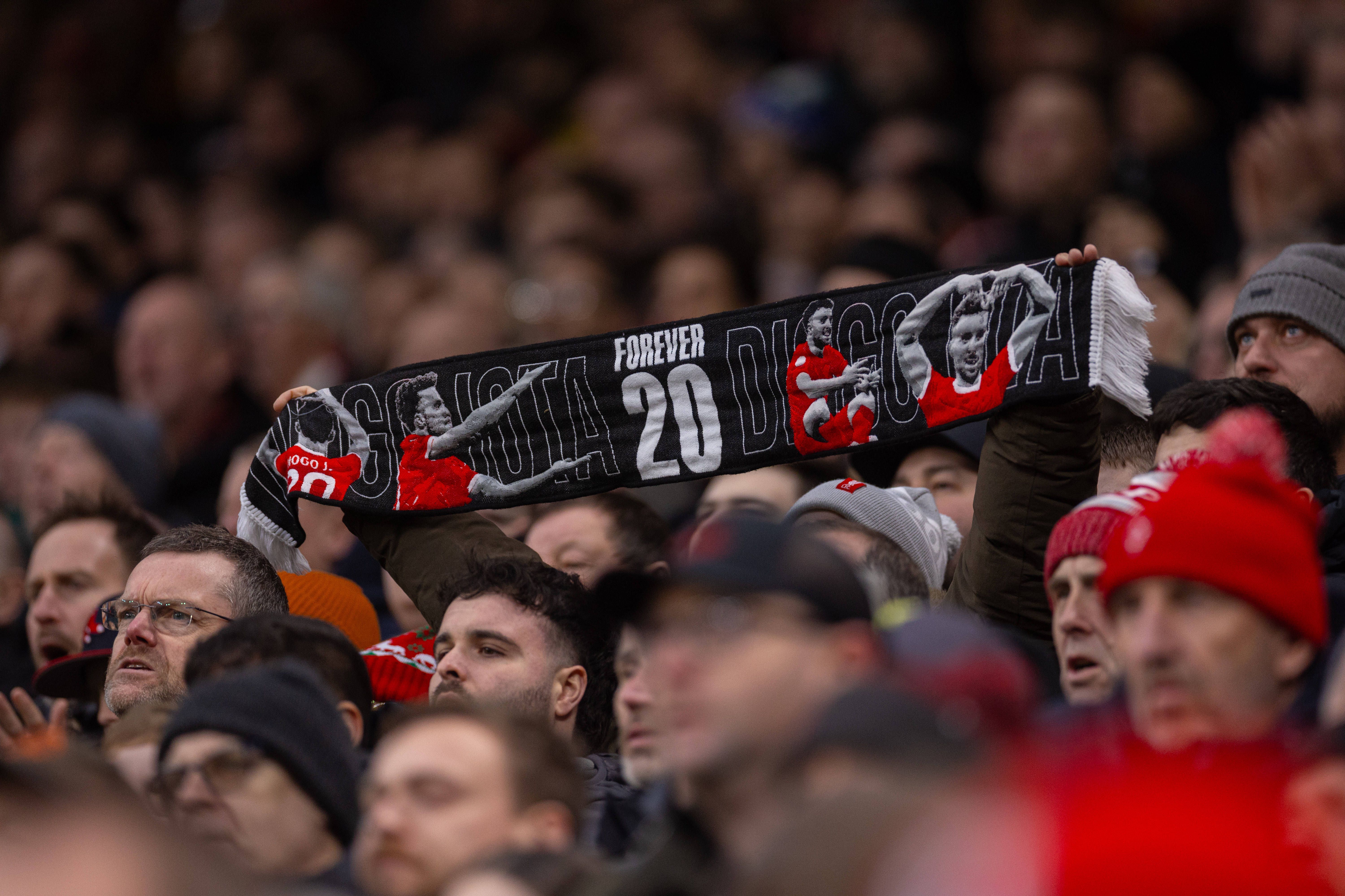 Adeptos do Liverpool não esquecem Diogo Jota