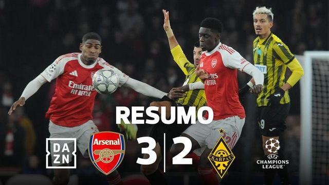 Oito em oito: Arsenal vence e faz o pleno na fase de liga (resumo)