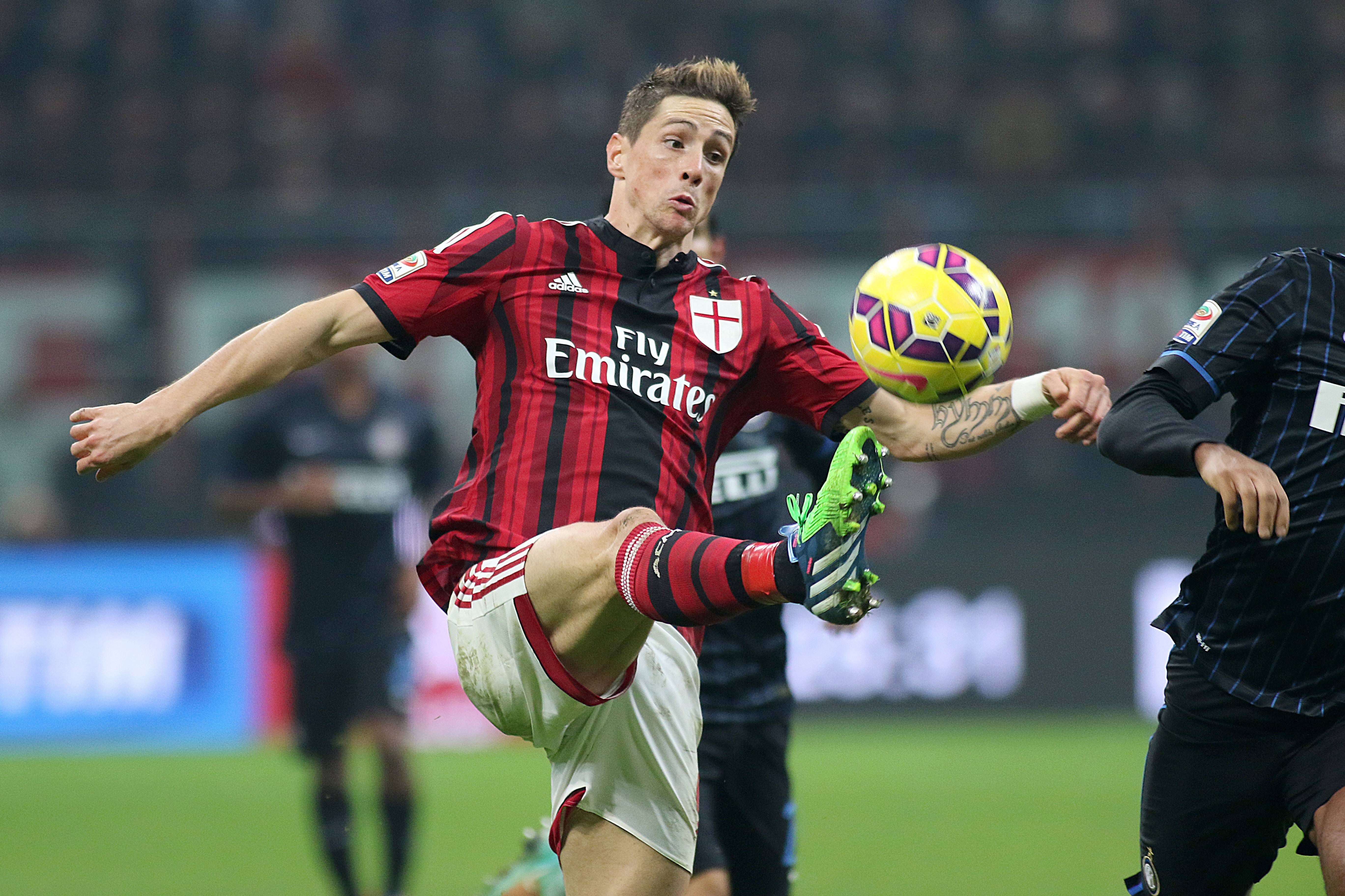 Fernando Torres, Chelsea – Milan (2014). Passagem com 1 golo em 10 jogos por Milão, antes do regresso ao Atlético Madrid (IMAGO)