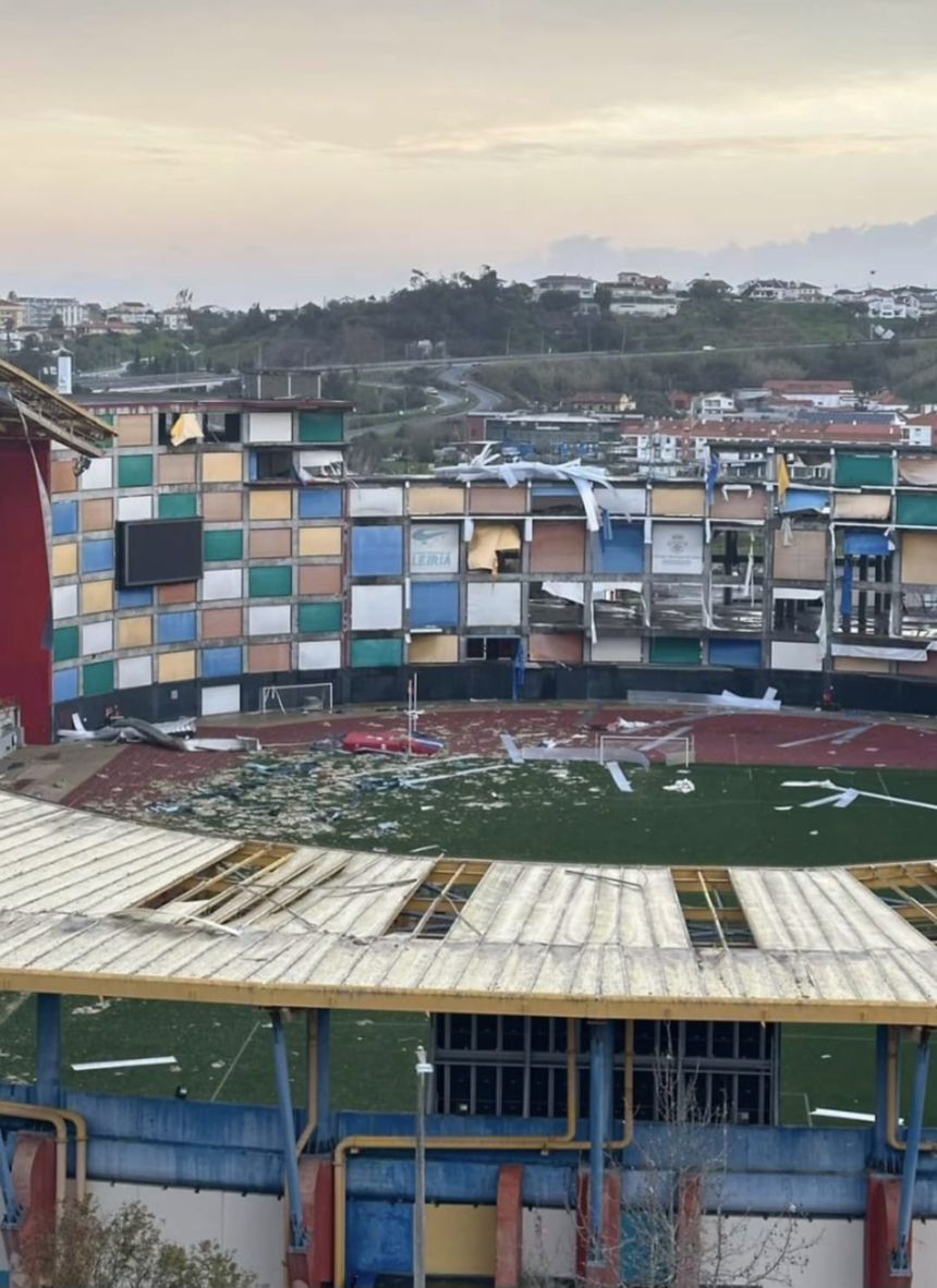 Danos no Estádio Dr. Magalhães Pessoa, do UD Leiria (D.R.)