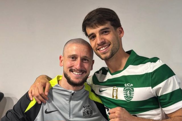 Nuno Santos e Daniel Bragança construíram o terceiro golo leonino frente ao Estoril