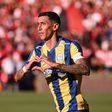 Di María a festejar golo pelo Rosario Central