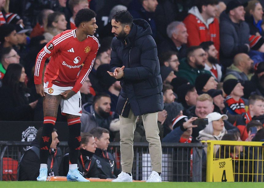 Marcus Rashford com Ruben Amorim