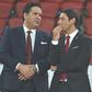 Nuno Catarino e Rui Costa, diretor financeiro e presidente do Benfica, manifestaram-se contra a centralização — Foto: Miguel Nunes