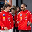 Charles Leclerc e Lewis Hamilton criaram o momento mais divertido da apresentação do Luce       Fotografia Imago