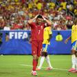 Cristiano Ronaldo leva as mãos à cabeça frente à Colômbia