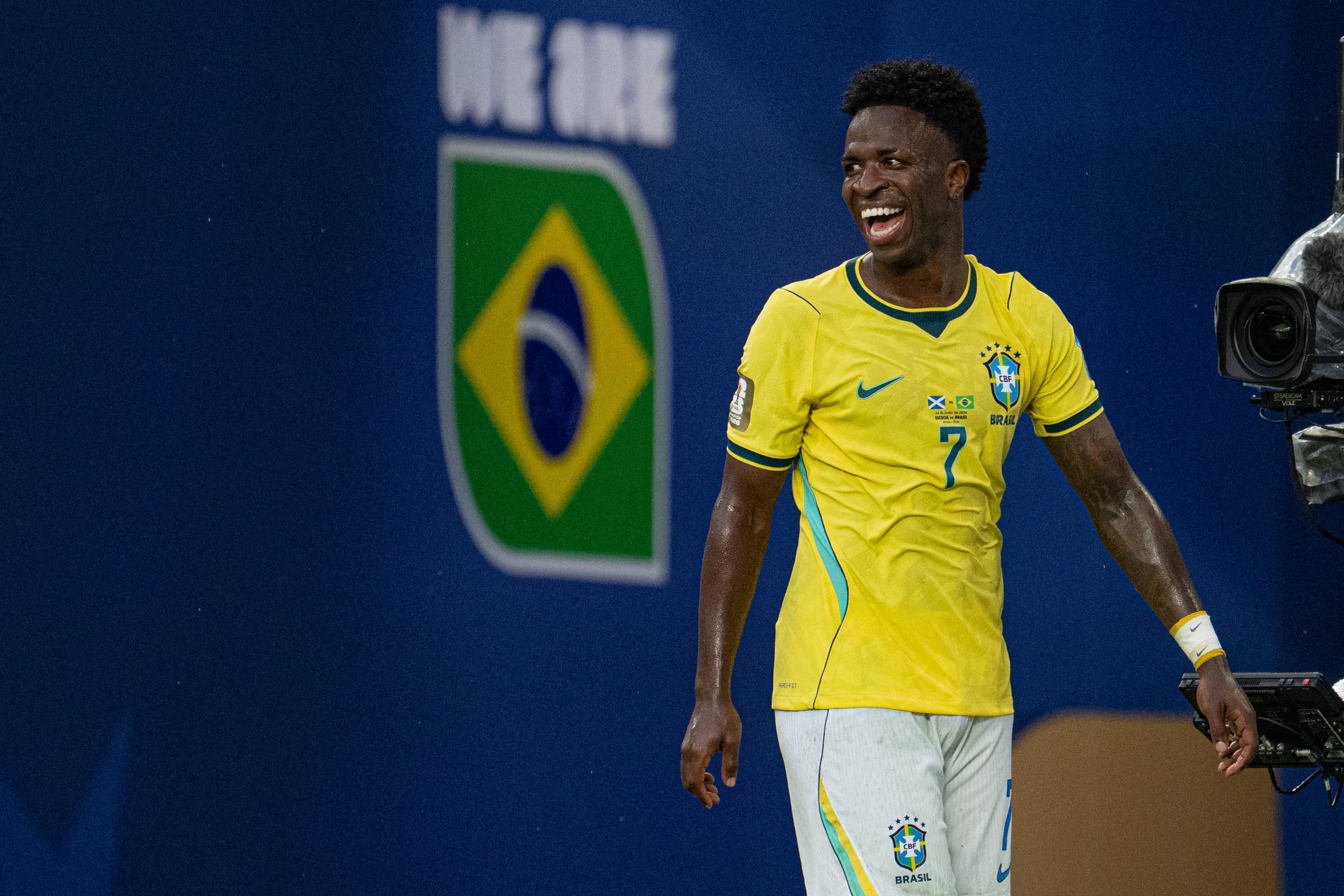 Vinícius Júnior bisou na vitória do Brasil frente à Escócia, por 3-0. A melhor versão do avançado do Real Madrid parece estar a vir ao de cima - Foto: IMAGO