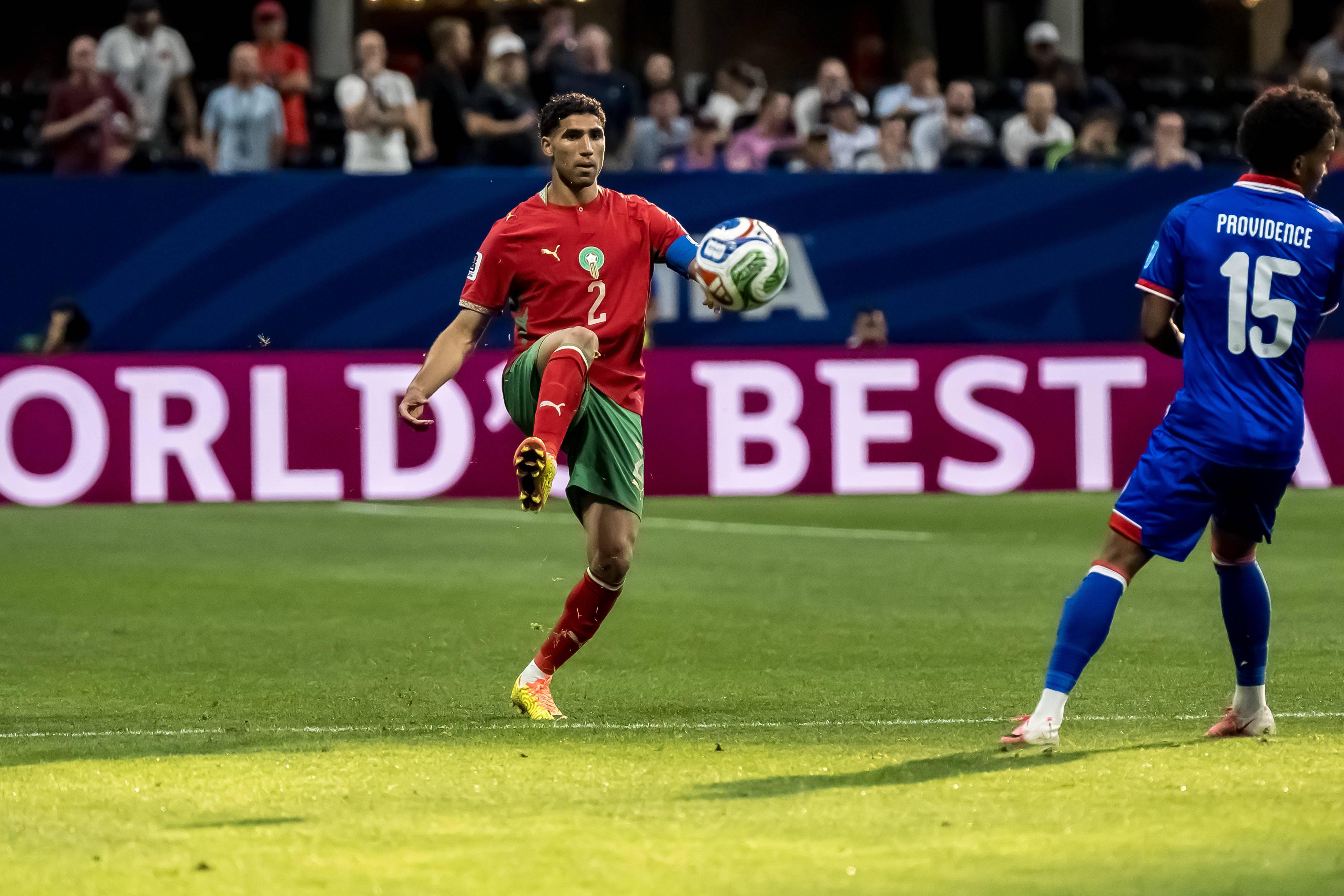 Hakimi marcou um golo e fez uma assistência na vitória de Marrocos frente ao Haiti, por 4-2 - Foto: IMAGO