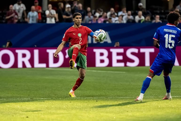 Hakimi marcou um golo e fez uma assistência na vitória de Marrocos frente ao Haiti, por 4-2 - Foto: IMAGO
