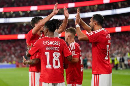 Equipa do Benfica em festejos